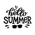 Hello summer lettering black and white